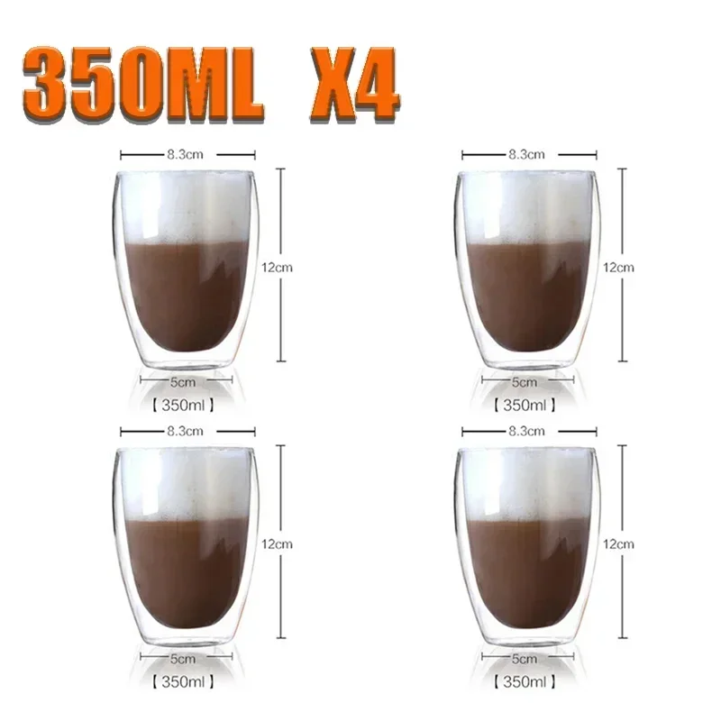 350ML Double Wall Glass Cup Transparent Handmade Heat Resistant Tea Drink Cups Whisky Beer Coffee Mugs Drinkware Reusable Tool