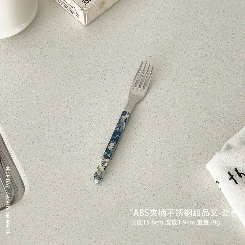 Beautiful 304 Stainless Steel Tableware Set Peacock Blue Clip Handle Cutlery Breakfast Dinner Top Items Cake Shovel Steak Knife