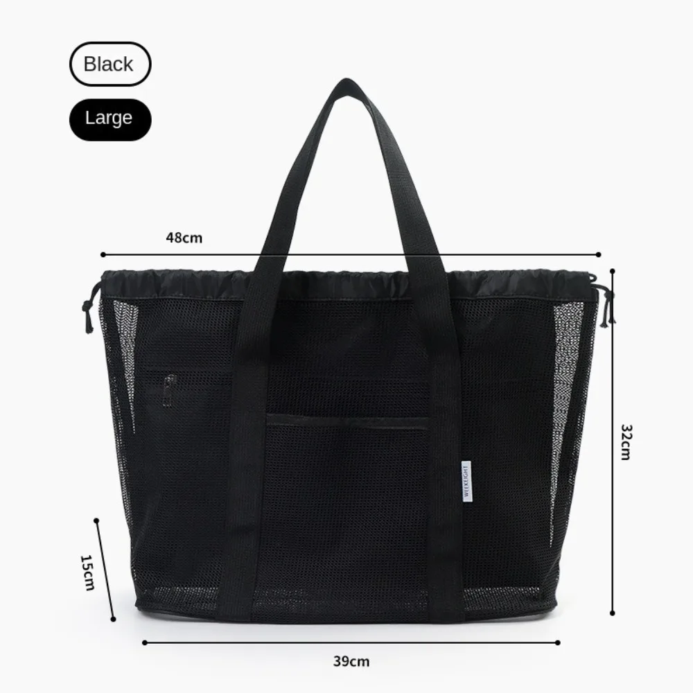 New Portable Handbag Mesh Large Capacity Mesh Wash Bag Shopping Tote Outdoor