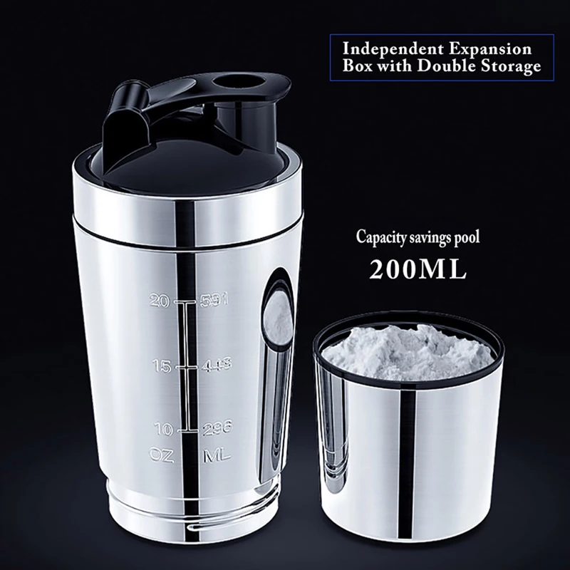 Stainless Steel Protein Shaker Cup Portable Fitness Sports Mug Nutrition Shakers Cup Water Bottles Water Cup Portable Shakers