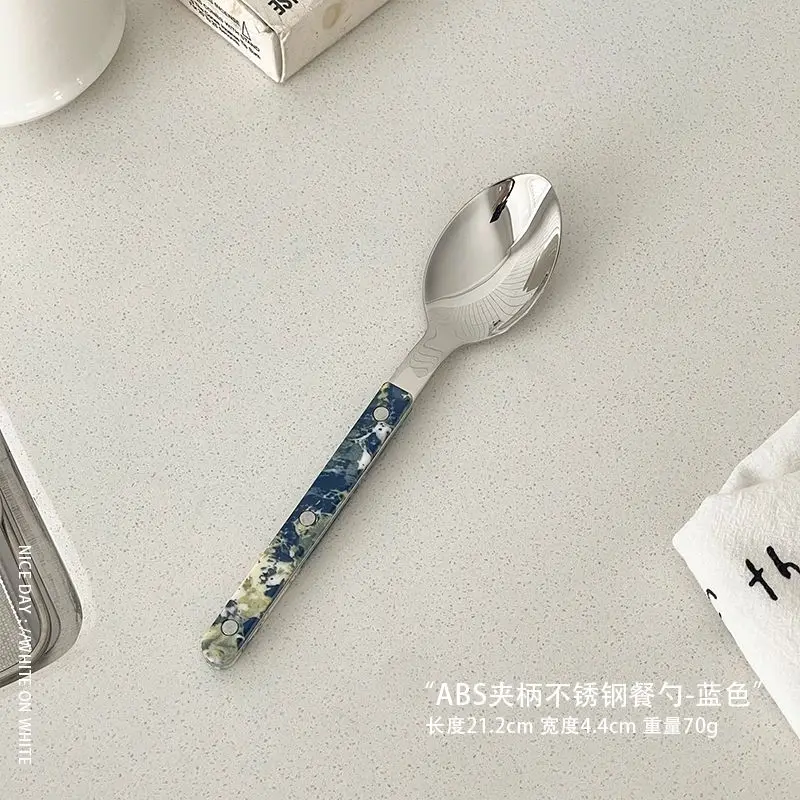 Beautiful 304 Stainless Steel Tableware Set Peacock Blue Clip Handle Cutlery Breakfast Dinner Top Items Cake Shovel Steak Knife
