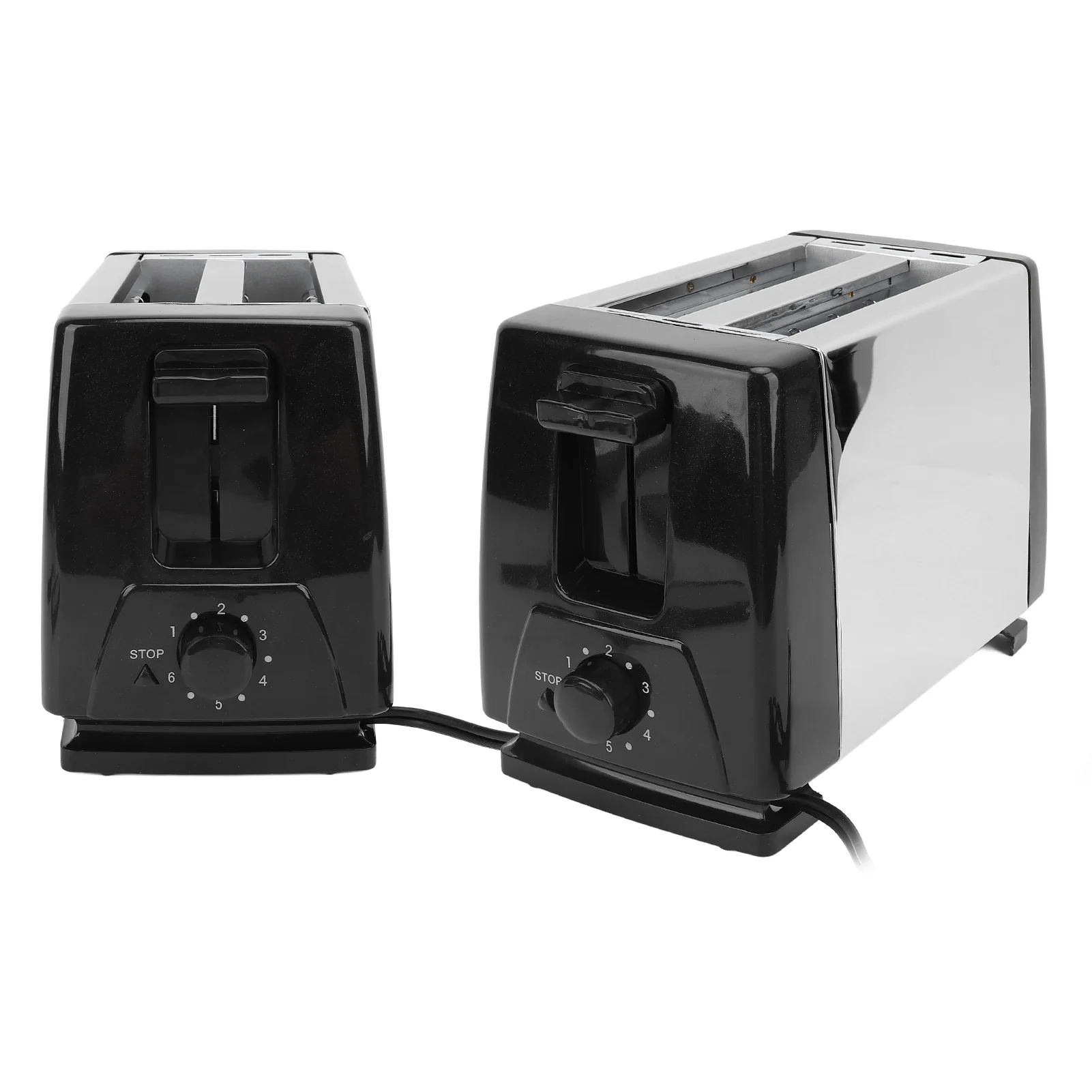 Compact Bread Toaster Portable ABS and Stainless Steel Wide Slot 2 Slice Toaster for Home EU Plug 220V