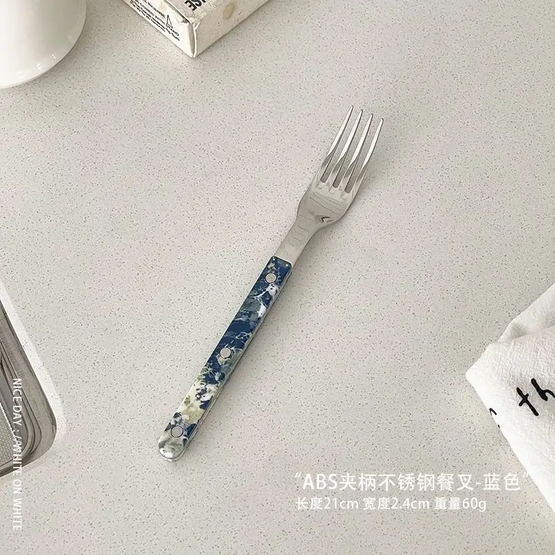 Beautiful 304 Stainless Steel Tableware Set Peacock Blue Clip Handle Cutlery Breakfast Dinner Top Items Cake Shovel Steak Knife