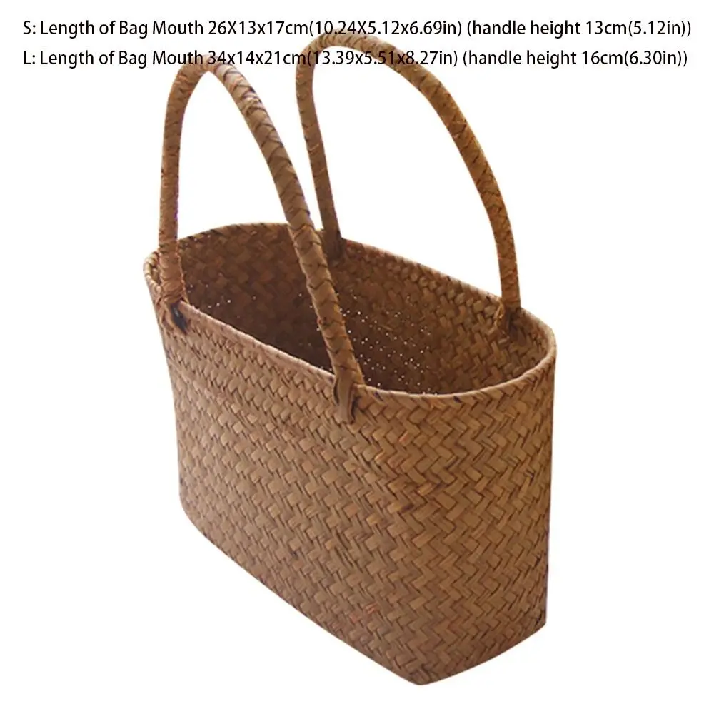 Flower Basket Crafts Seaweeds Woven Basket Bag Laundry Basket Large Capacity Handbag Room Decoration Gift Durable