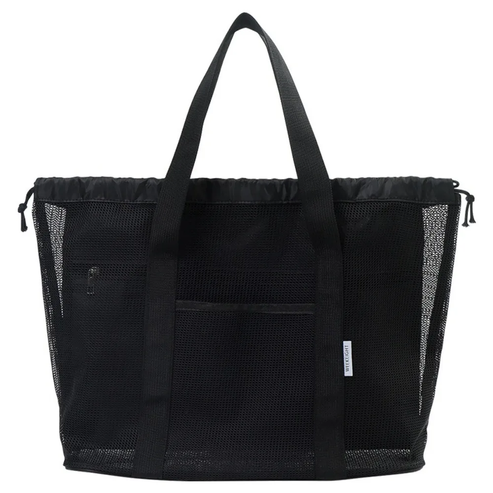 New Portable Handbag Mesh Large Capacity Mesh Wash Bag Shopping Tote Outdoor