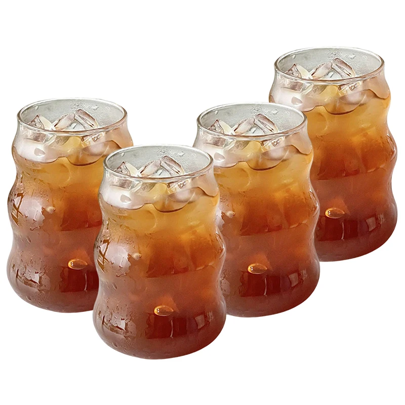 2/4/6pcs Glass Cups INS style Cold Coffee Mug Creative Ice Juice Cocktail Drinking Cup Drinkware Water Wine Glass Bottle Beer Mu