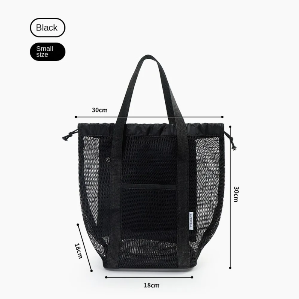 New Portable Handbag Mesh Large Capacity Mesh Wash Bag Shopping Tote Outdoor