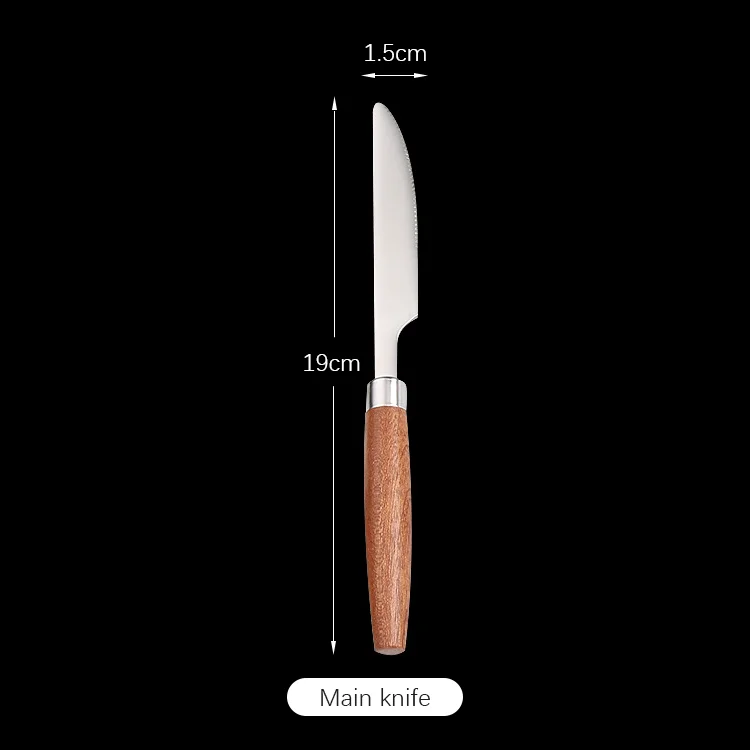 Fypo Stainless Steel Cutlery Set Wooden handle Dinnerware Set Knife Fork Spoon Tableware Flatware Kitchenware Kitchen utensil