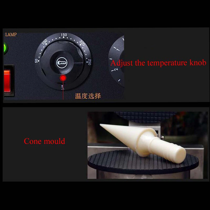 Commercial Double Head Ice Cream Cone Baker Machine Waffle Cone Egg Roll Making Machine 220v 1pc