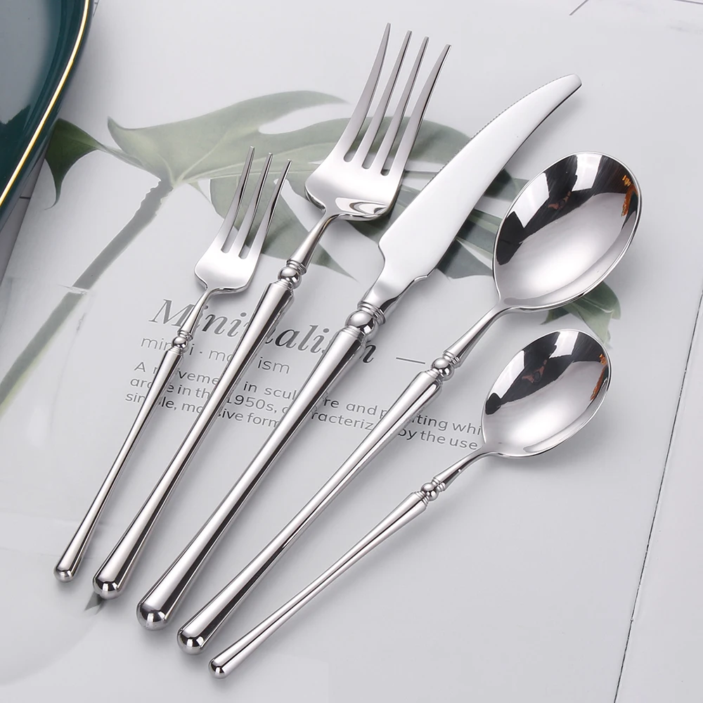 6/16/20/24/30Pcs Sliver Cutlery Set Stainless Steel 304 Tableware Wedding Gift Mirror Dinnerware Hotel Home Dinner Party Flatwar