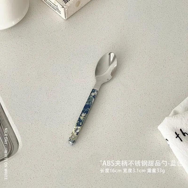 Beautiful 304 Stainless Steel Tableware Set Peacock Blue Clip Handle Cutlery Breakfast Dinner Top Items Cake Shovel Steak Knife