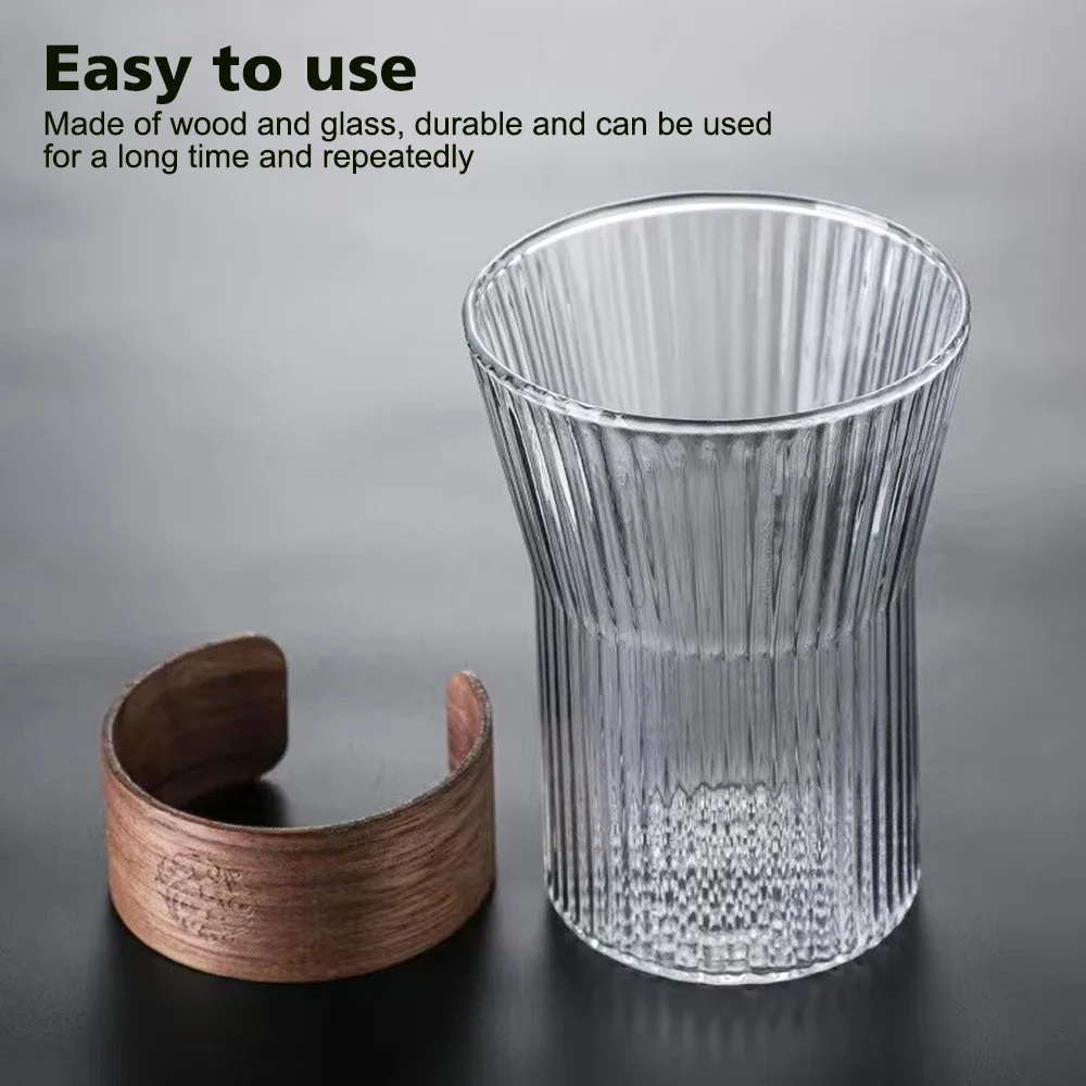 300ml Glass Coffee Cup Drinking Glasses Ribbed Glassware Iced Coffee Cup Bar Accessories for Beer Smoothie Whiskey Cocktail