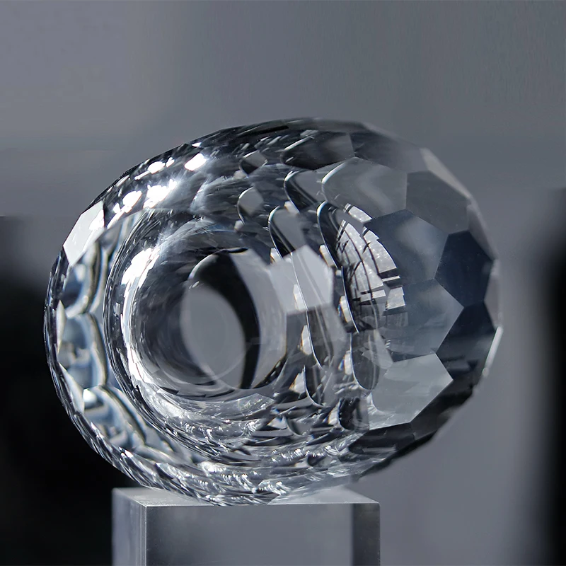 7 oz 200 ml Luxury K9 Clear Crystal Rock Glass Tumbler With Hand Engraved Honeycomb Pattern