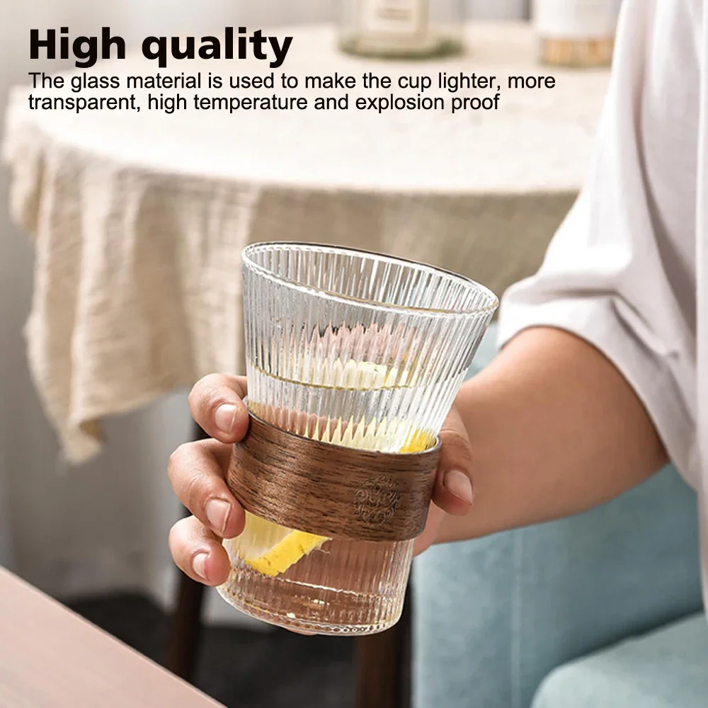 300ml Glass Coffee Cup Drinking Glasses Ribbed Glassware Iced Coffee Cup Bar Accessories for Beer Smoothie Whiskey Cocktail