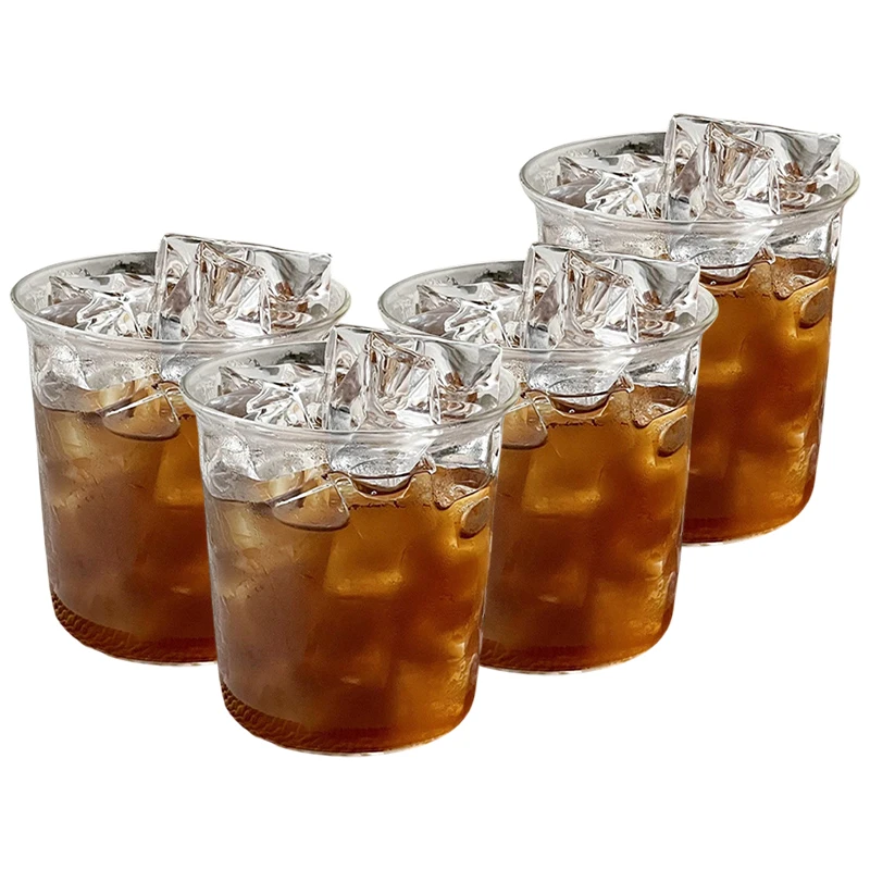 2/4/6pcs Glass Cups INS style Cold Coffee Mug Creative Ice Juice Cocktail Drinking Cup Drinkware Water Wine Glass Bottle Beer Mu