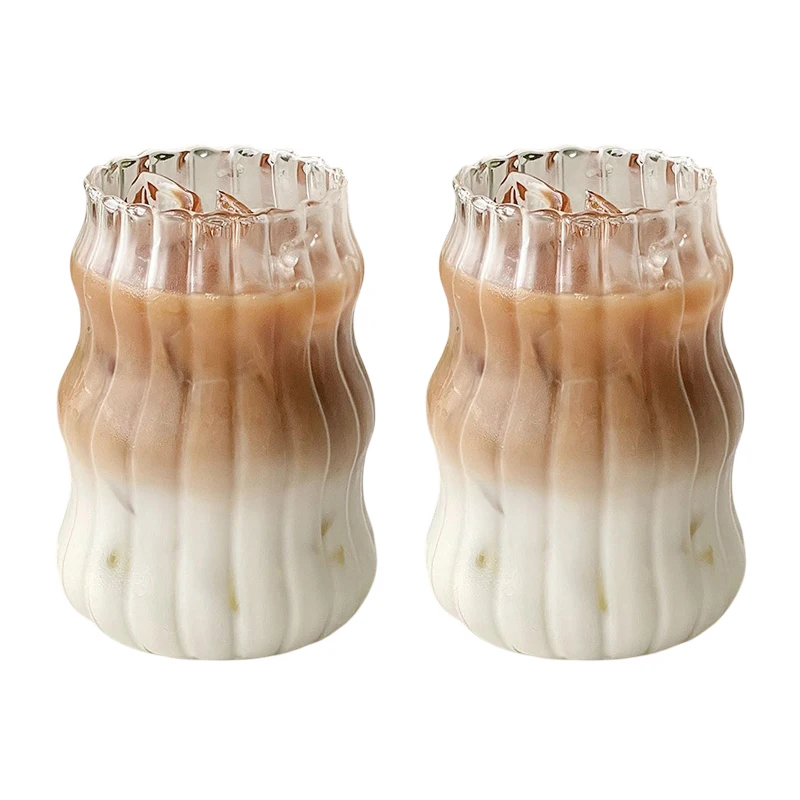 2/4/6pcs Glass Cups INS style Cold Coffee Mug Creative Ice Juice Cocktail Drinking Cup Drinkware Water Wine Glass Bottle Beer Mu