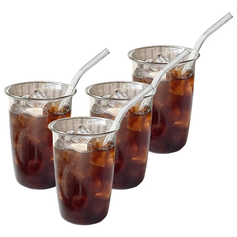 2/4/6pcs Glass Cups INS style Cold Coffee Mug Creative Ice Juice Cocktail Drinking Cup Drinkware Water Wine Glass Bottle Beer Mu