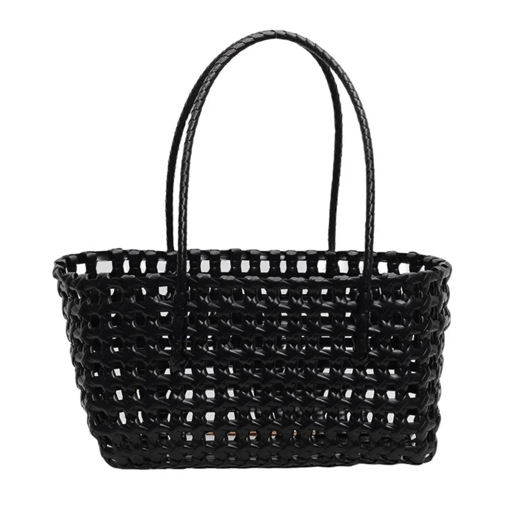 Plastic Hollow Weave Bag Countryside Style Large Capacity Beach Tote Bag Bucket Bag Bohemian Style Woman PVC Handbag Summer
