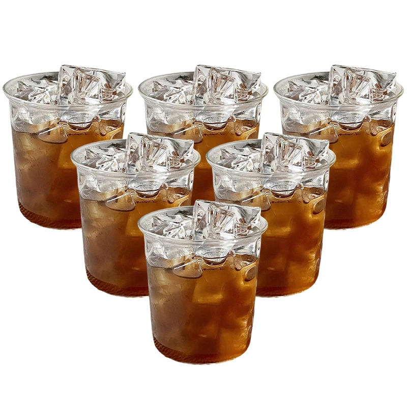 2/4/6pcs Glass Cups INS style Cold Coffee Mug Creative Ice Juice Cocktail Drinking Cup Drinkware Water Wine Glass Bottle Beer Mu