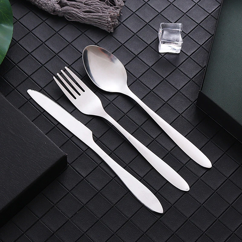 8Pcs Stainless Steel Tableware Straw Fork Spoon Family Travel Camping Cutlery