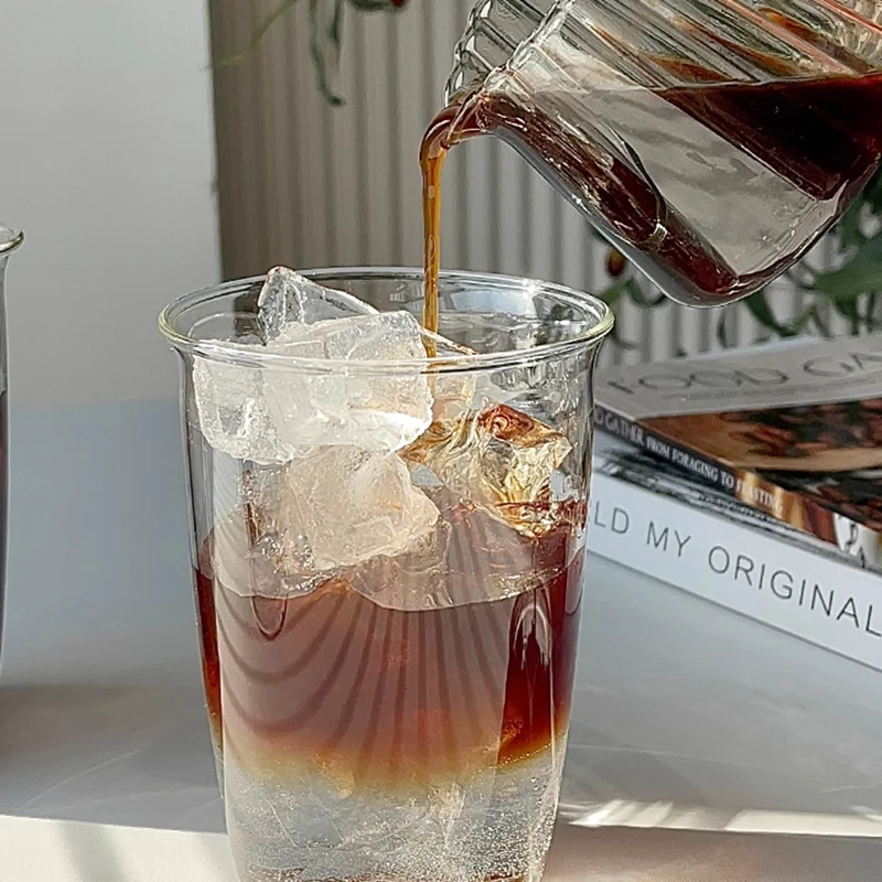 2/4/6pcs Glass Cups INS style Cold Coffee Mug Creative Ice Juice Cocktail Drinking Cup Drinkware Water Wine Glass Bottle Beer Mu