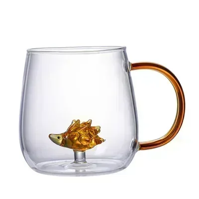 Cartoon Animal Shape Glass Home Cute High Borosilicate Glass Single Layer Cup Living Room with Guests Juice Cold Drink Cup Gift