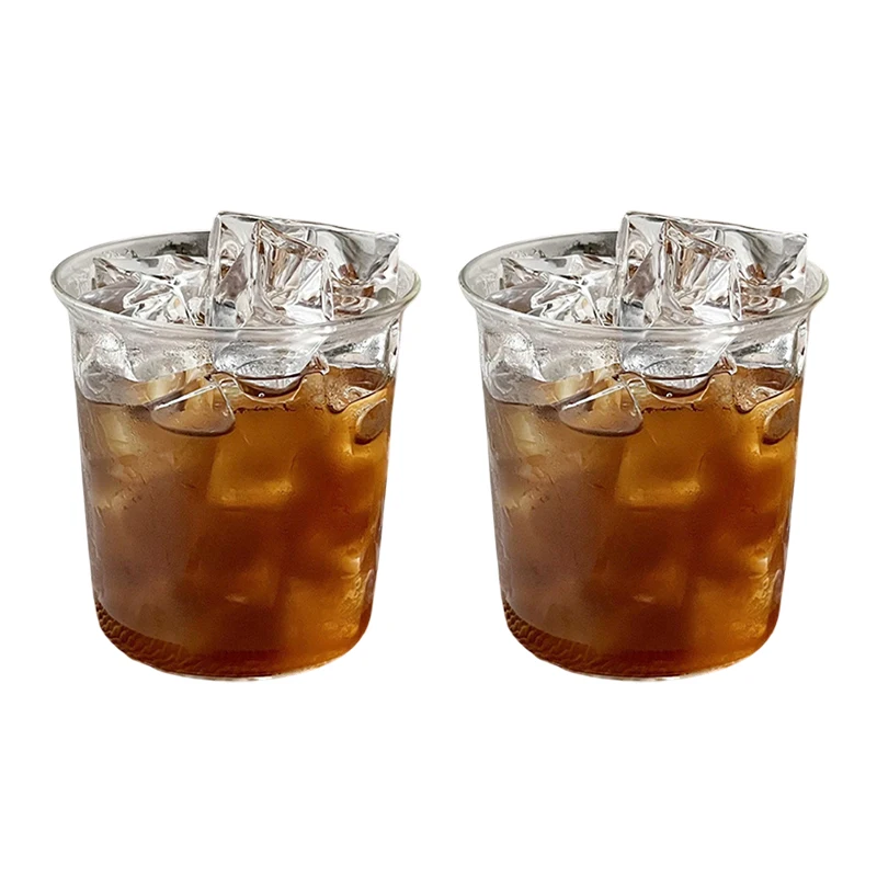 2/4/6pcs Glass Cups INS style Cold Coffee Mug Creative Ice Juice Cocktail Drinking Cup Drinkware Water Wine Glass Bottle Beer Mu