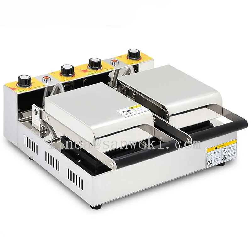 Electric double head sandwich doughnut maker machine commercial ice cream stuffing waffle maker machine breakfast machine