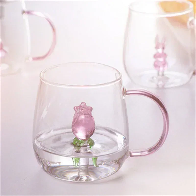 Cartoon Animal Shape Glass Home Cute High Borosilicate Glass Single Layer Cup Living Room with Guests Juice Cold Drink Cup Gift