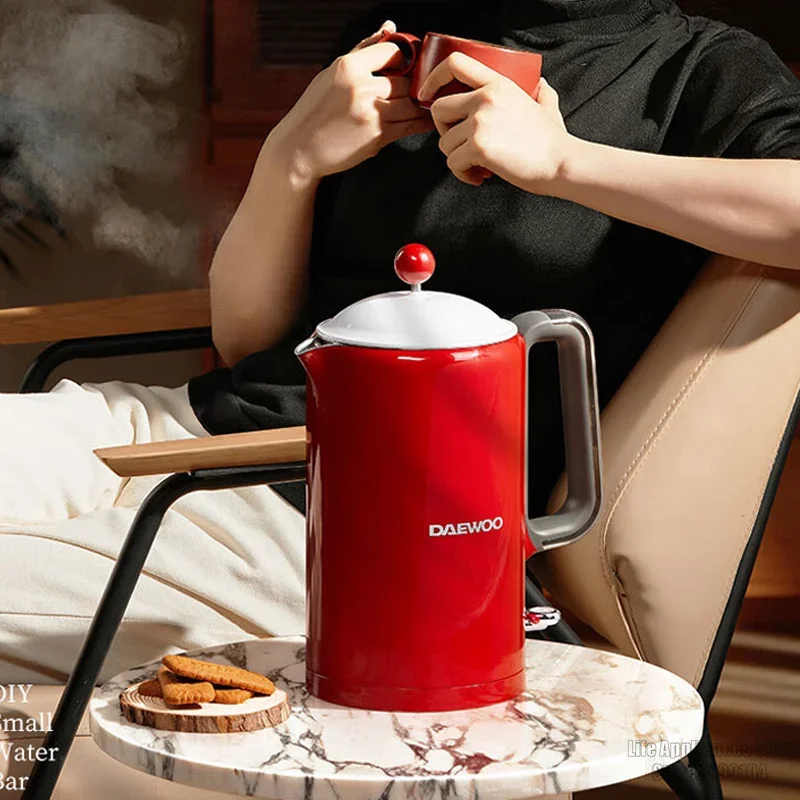 Daewoo Beautiful Electric Kettle Retro Smart Water Boiler For Home Office Hotel Kitchen Tea Coffee 304 Stainless Steel Liner