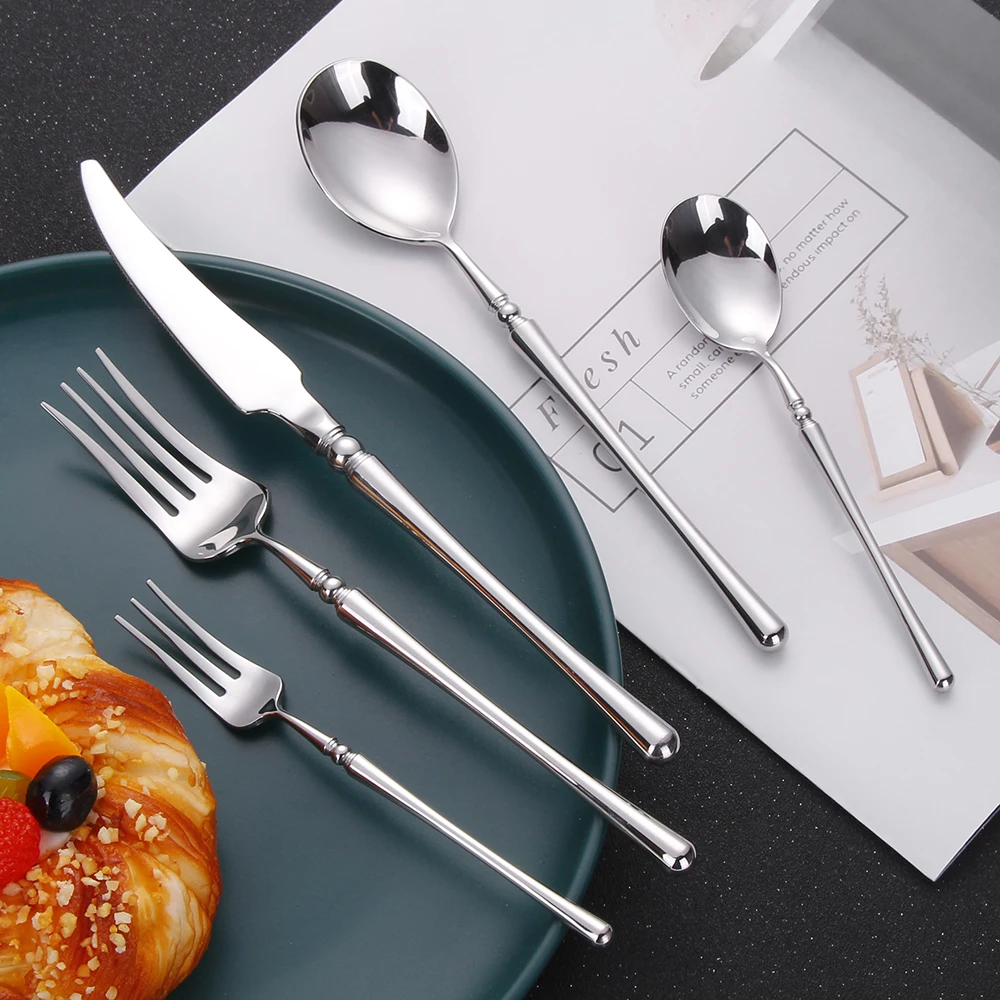 6/16/20/24/30Pcs Sliver Cutlery Set Stainless Steel 304 Tableware Wedding Gift Mirror Dinnerware Hotel Home Dinner Party Flatwar