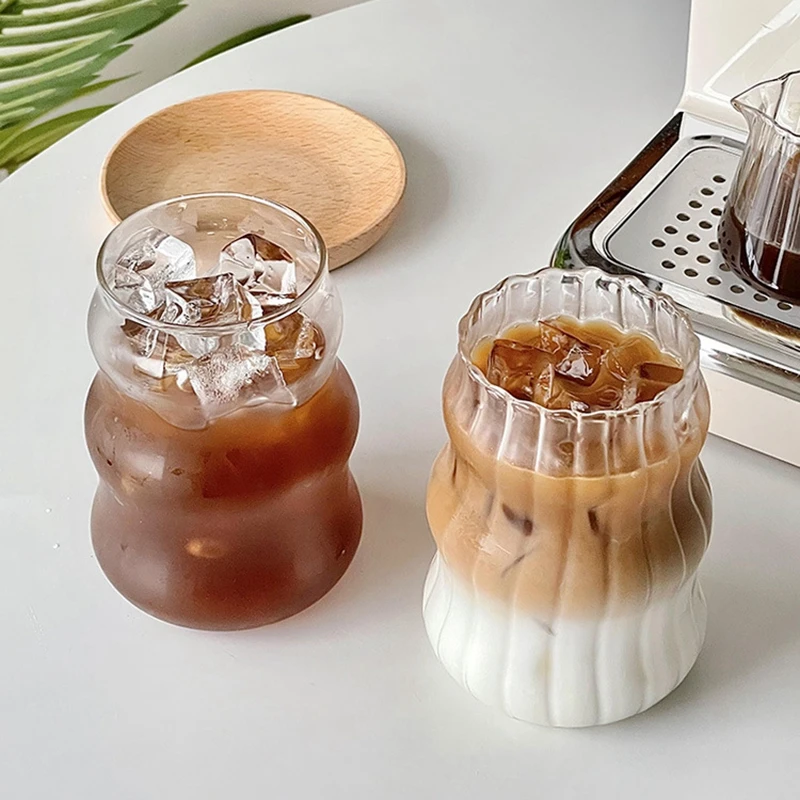 2/4/6pcs Glass Cups INS style Cold Coffee Mug Creative Ice Juice Cocktail Drinking Cup Drinkware Water Wine Glass Bottle Beer Mu