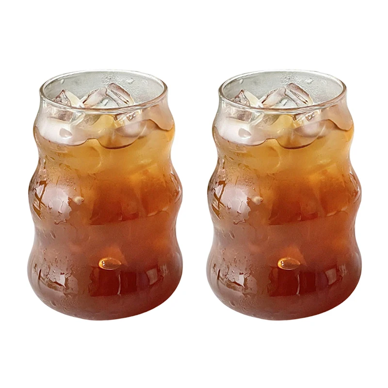 2/4/6pcs Glass Cups INS style Cold Coffee Mug Creative Ice Juice Cocktail Drinking Cup Drinkware Water Wine Glass Bottle Beer Mu