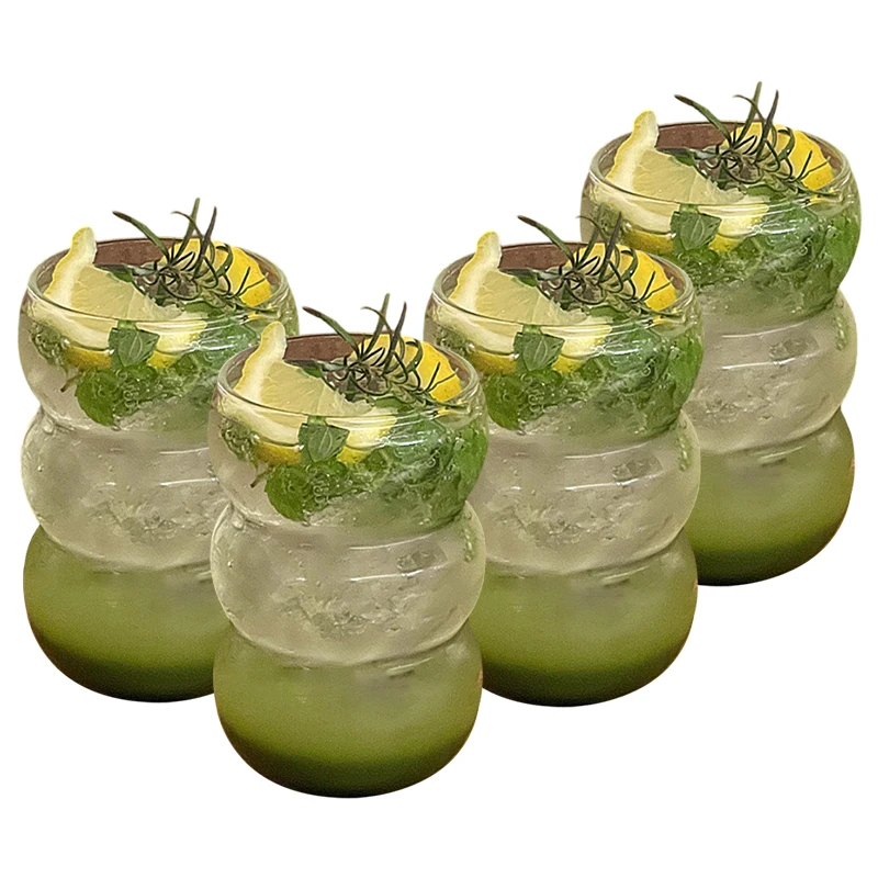 2/4/6pcs Glass Cups INS style Cold Coffee Mug Creative Ice Juice Cocktail Drinking Cup Drinkware Water Wine Glass Bottle Beer Mu