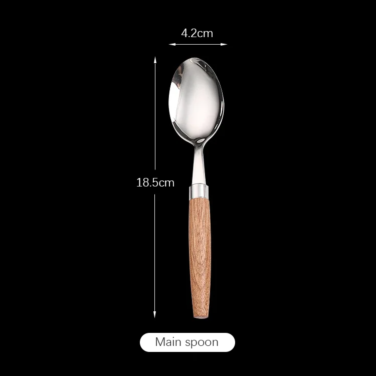 Fypo Stainless Steel Cutlery Set Wooden handle Dinnerware Set Knife Fork Spoon Tableware Flatware Kitchenware Kitchen utensil