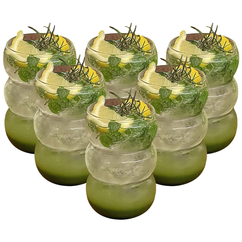 2/4/6pcs Glass Cups INS style Cold Coffee Mug Creative Ice Juice Cocktail Drinking Cup Drinkware Water Wine Glass Bottle Beer Mu