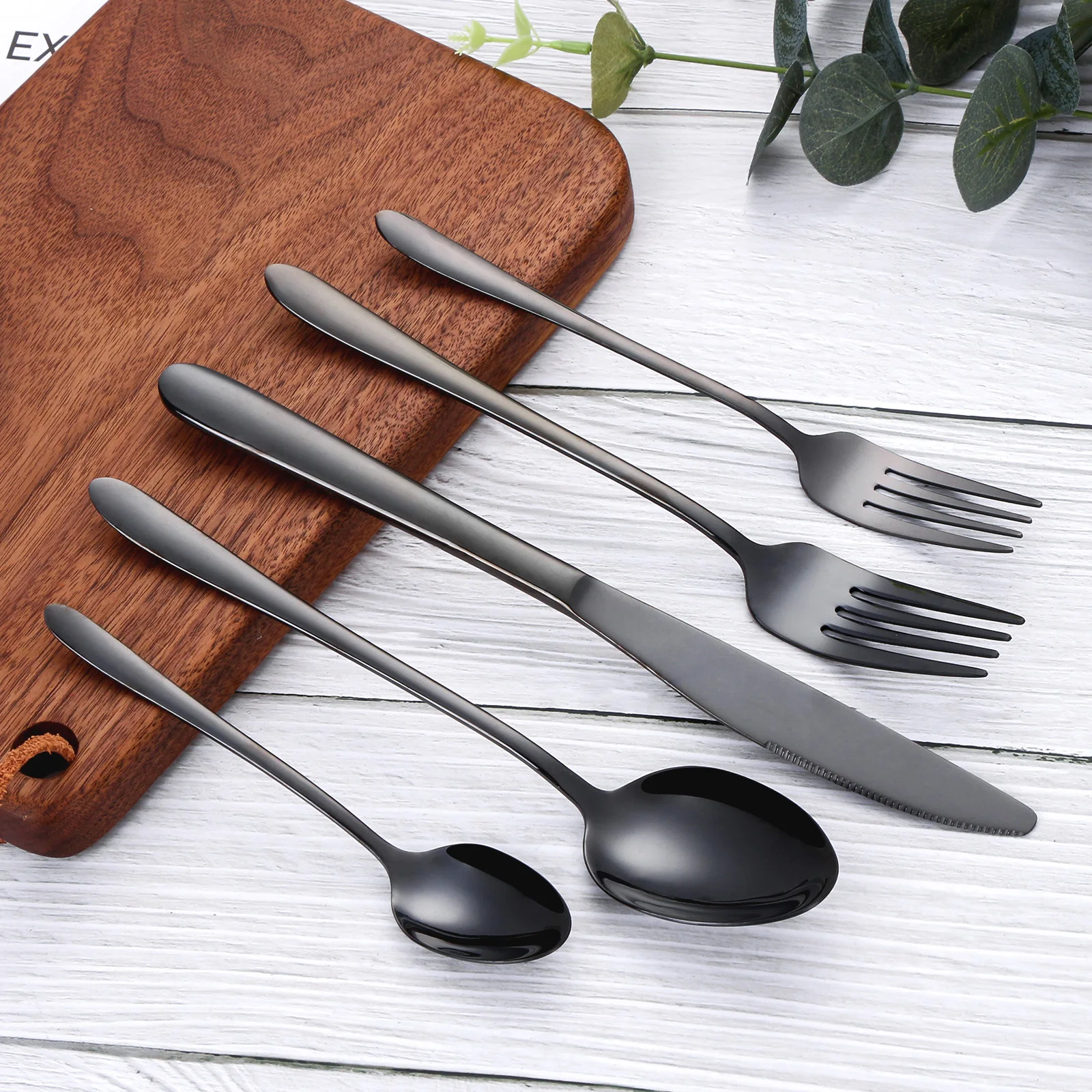 30/35/40 Pieces Western Tableware Stainless Steel Black Cutlery Set Elegant Dinner Set Mirror Knife Fork Spoon Kitchen Utensils
