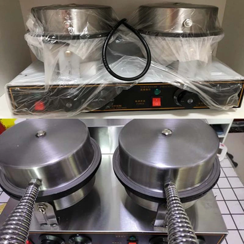 Commercial Double Head Ice Cream Cone Baker Machine Waffle Cone Egg Roll Making Machine 220v 1pc
