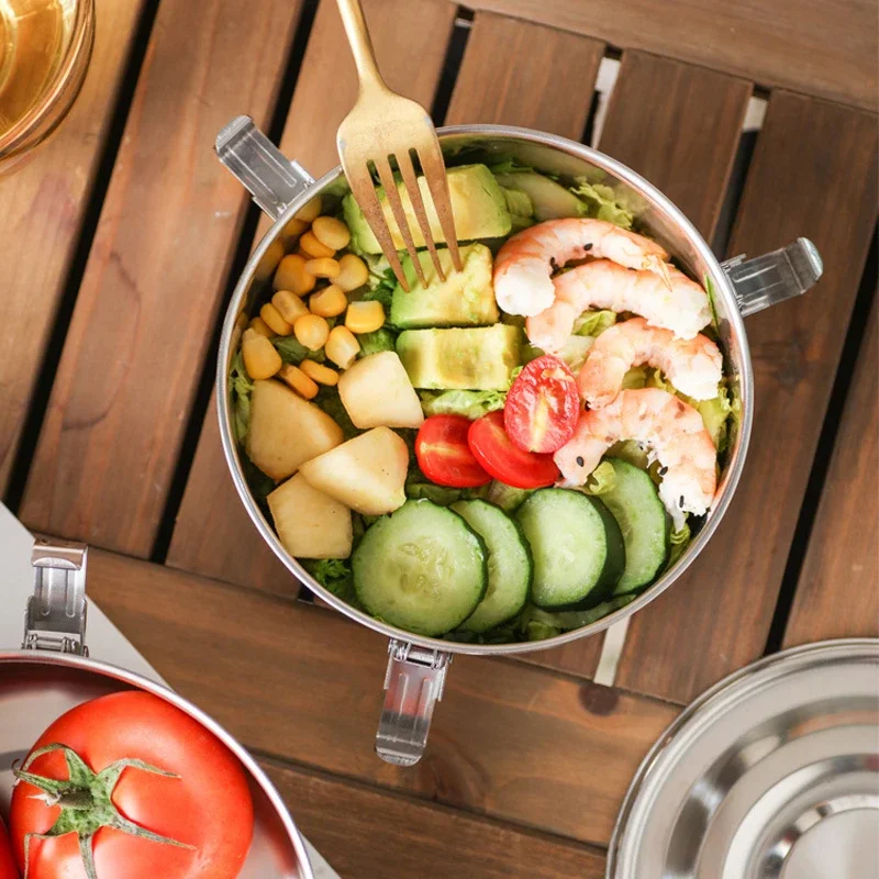 350-3000ML Microwave Lunch Box Food Grade 304 Stainless Steel Anti-leak Bento Box Strong Tightness Picnic Box for Fruits Snacks