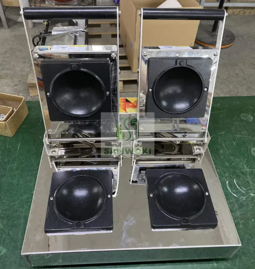 Electric double head sandwich doughnut maker machine commercial ice cream stuffing waffle maker machine breakfast machine