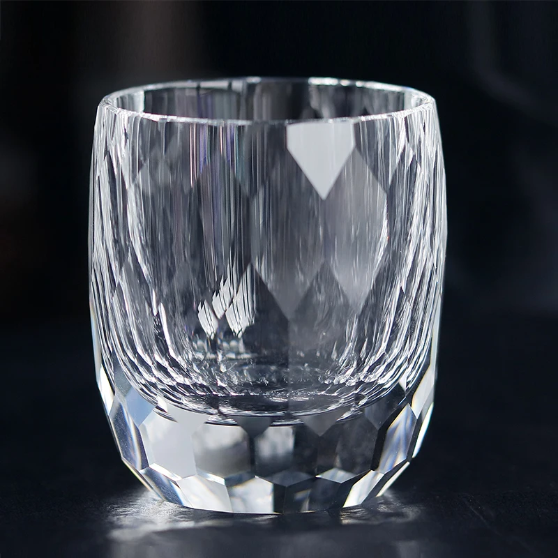 7 oz 200 ml Luxury K9 Clear Crystal Rock Glass Tumbler With Hand Engraved Honeycomb Pattern