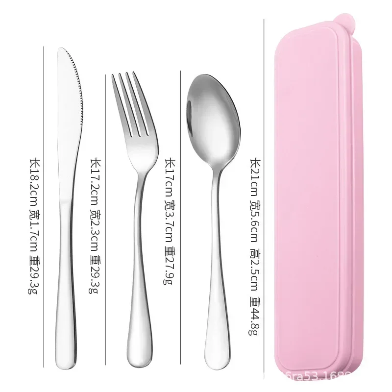 Portable Stainless Steel Cutlery Suit with Storage Box Chopstick Fork Spoon Knife Travel Tableware Set Camping Cutlery