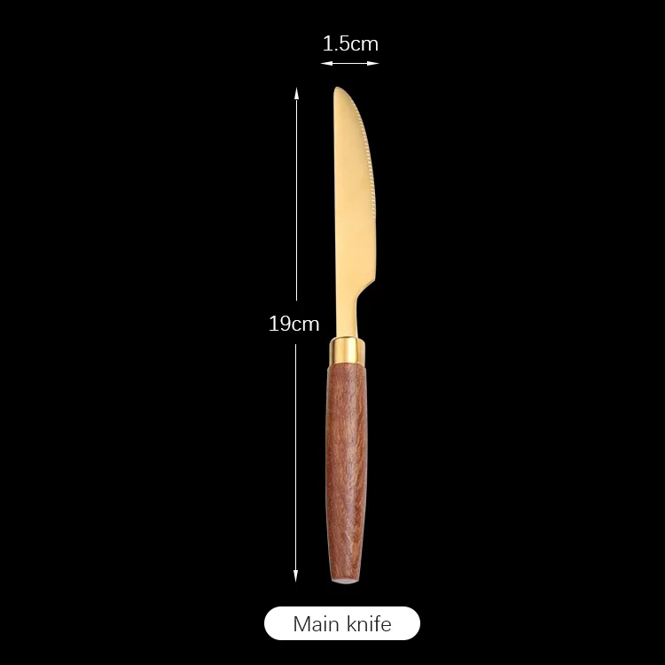Fypo Stainless Steel Cutlery Set Wooden handle Dinnerware Set Knife Fork Spoon Tableware Flatware Kitchenware Kitchen utensil