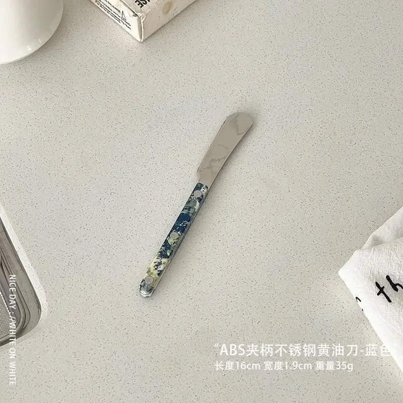 Beautiful 304 Stainless Steel Tableware Set Peacock Blue Clip Handle Cutlery Breakfast Dinner Top Items Cake Shovel Steak Knife