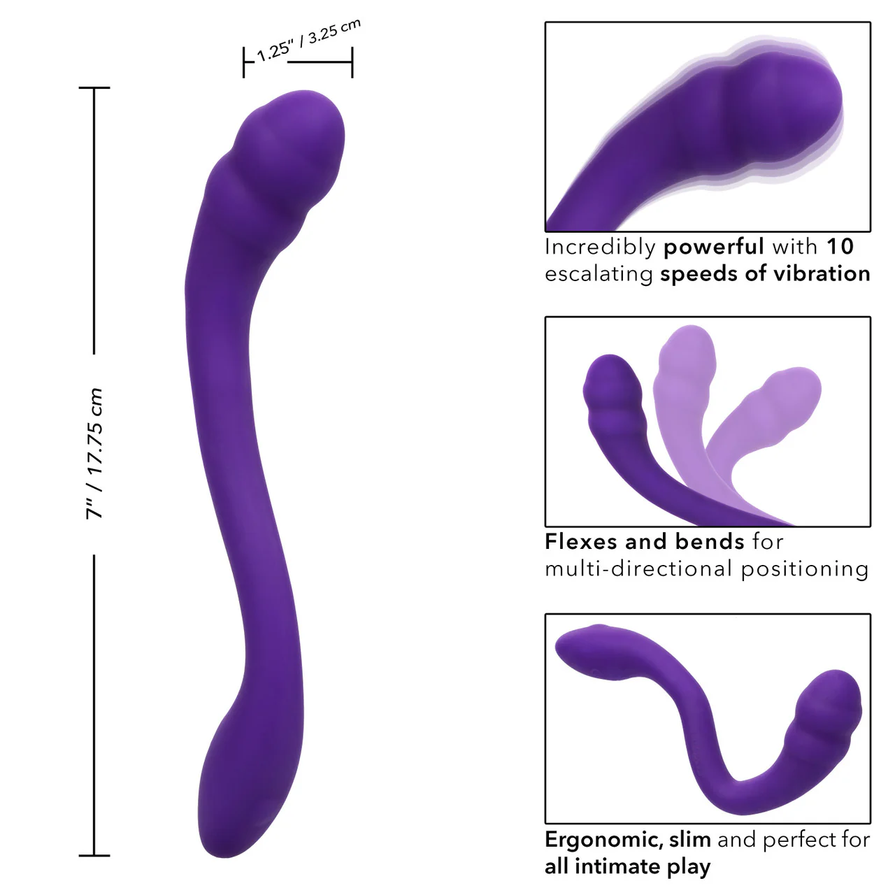 Pretty Little Wands CHARMER Purple Flexible Double Ended Vibrating Body Wand Dildo