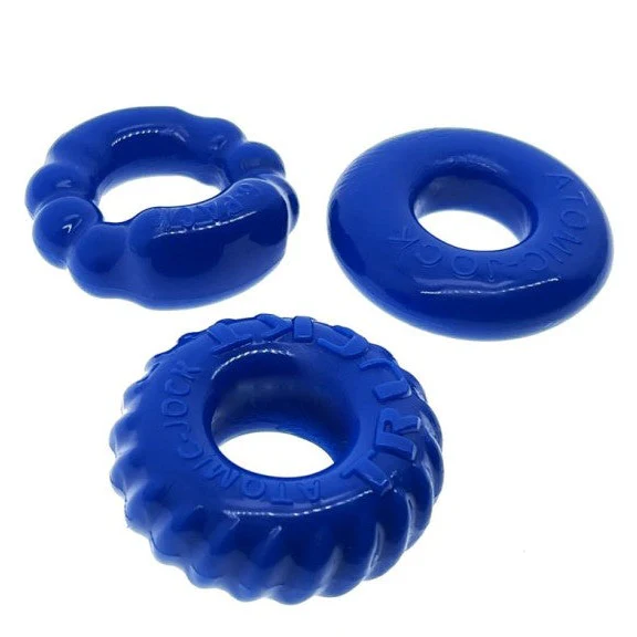 Oxballs BONEMAKER 3 STYLE BONER COCK RINGS Pool Blue