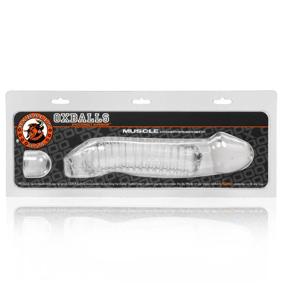 Oxballs MUSCLE COCKSHEATH WITH ADJUSTABLE FIT and Strap on Ball Harness Clear