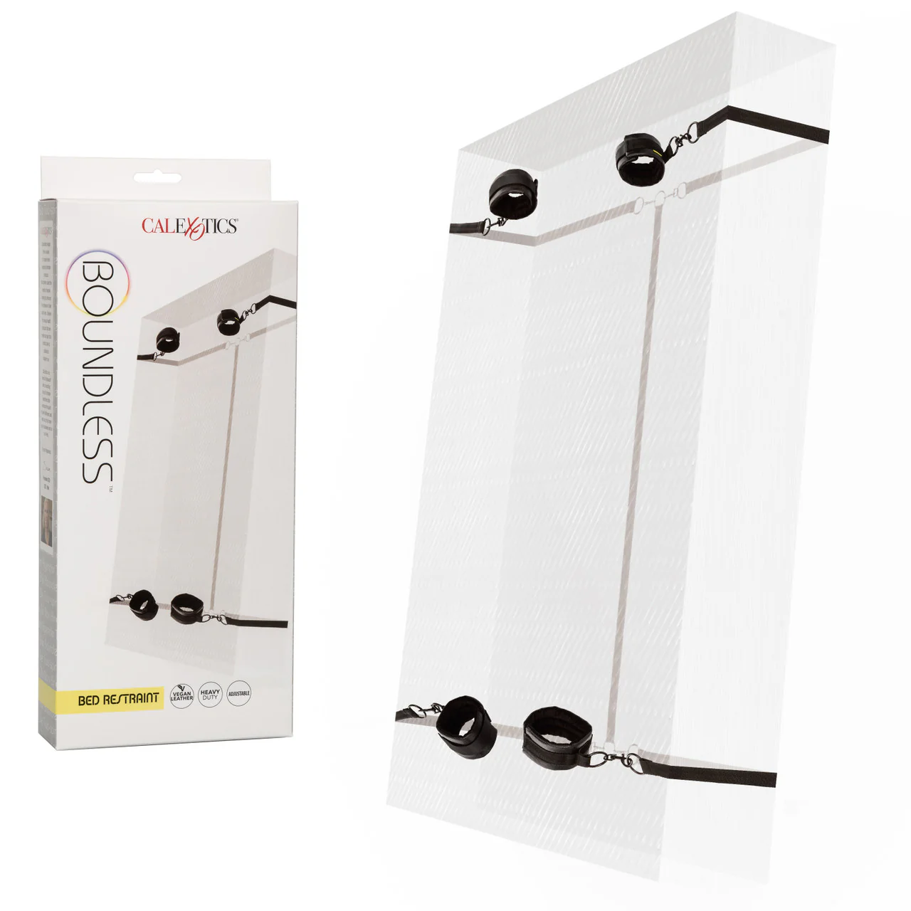 BOUNDLESS BED RESTRAINT Black Under Bed Restraint includes Tethers and  Wrist and Ankle Cuffs