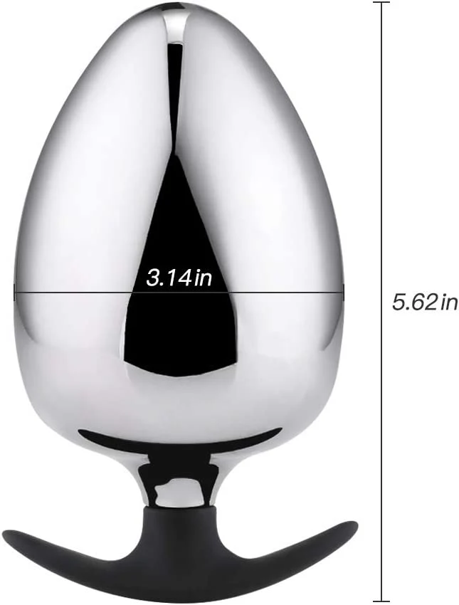 JOYGASMS Large Massive Solid Metal Wearable Butt Plug with Black Wide Silicone Base