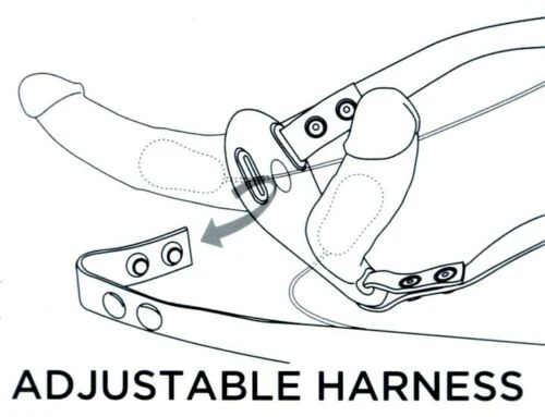 Double Thruster Silicone Vibrating Double Ended Dildo with Strap On Harness and Remote Control Flesh